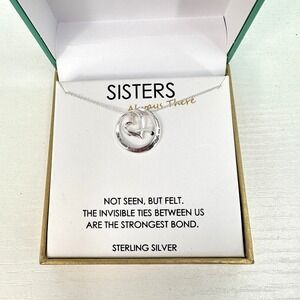 Sterling Silver "Sisters" Necklace Heart Pendant Quote Keepsake by Footnotes‎